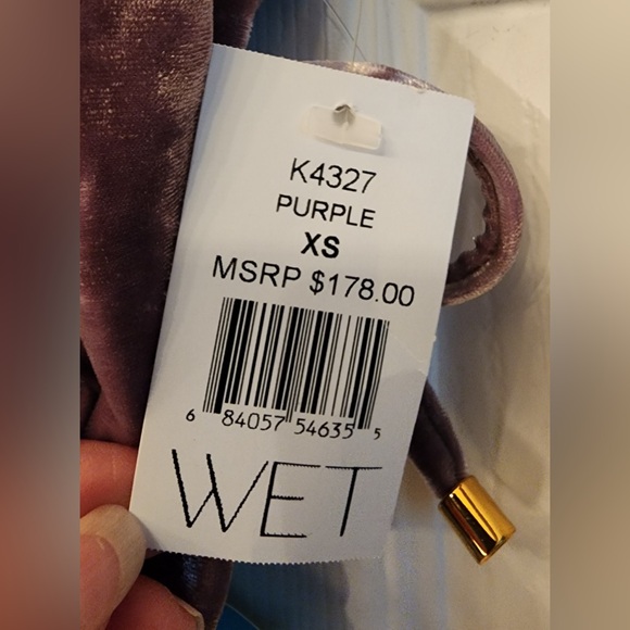 WET Swimwear Retro Summer Becca Purple Velvet Lace-Up One-Piece Swimsuit Size XS - Picture 5 of 11